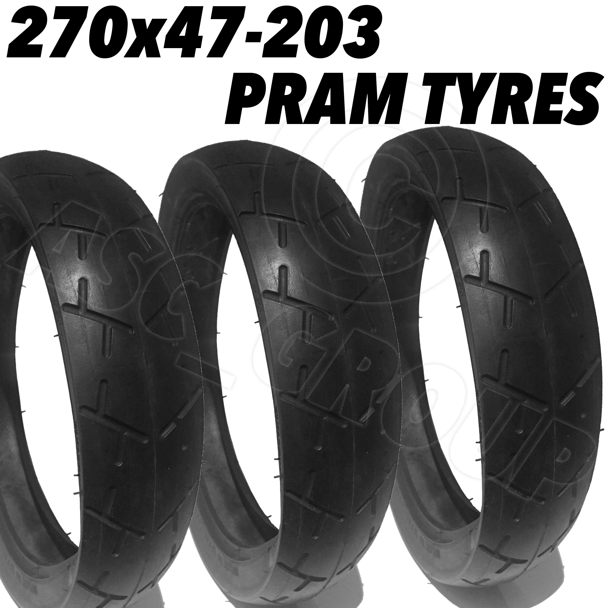 3x Quality Pram Tyres Size 270x47203 270 x 47 203 Pram Pushchair